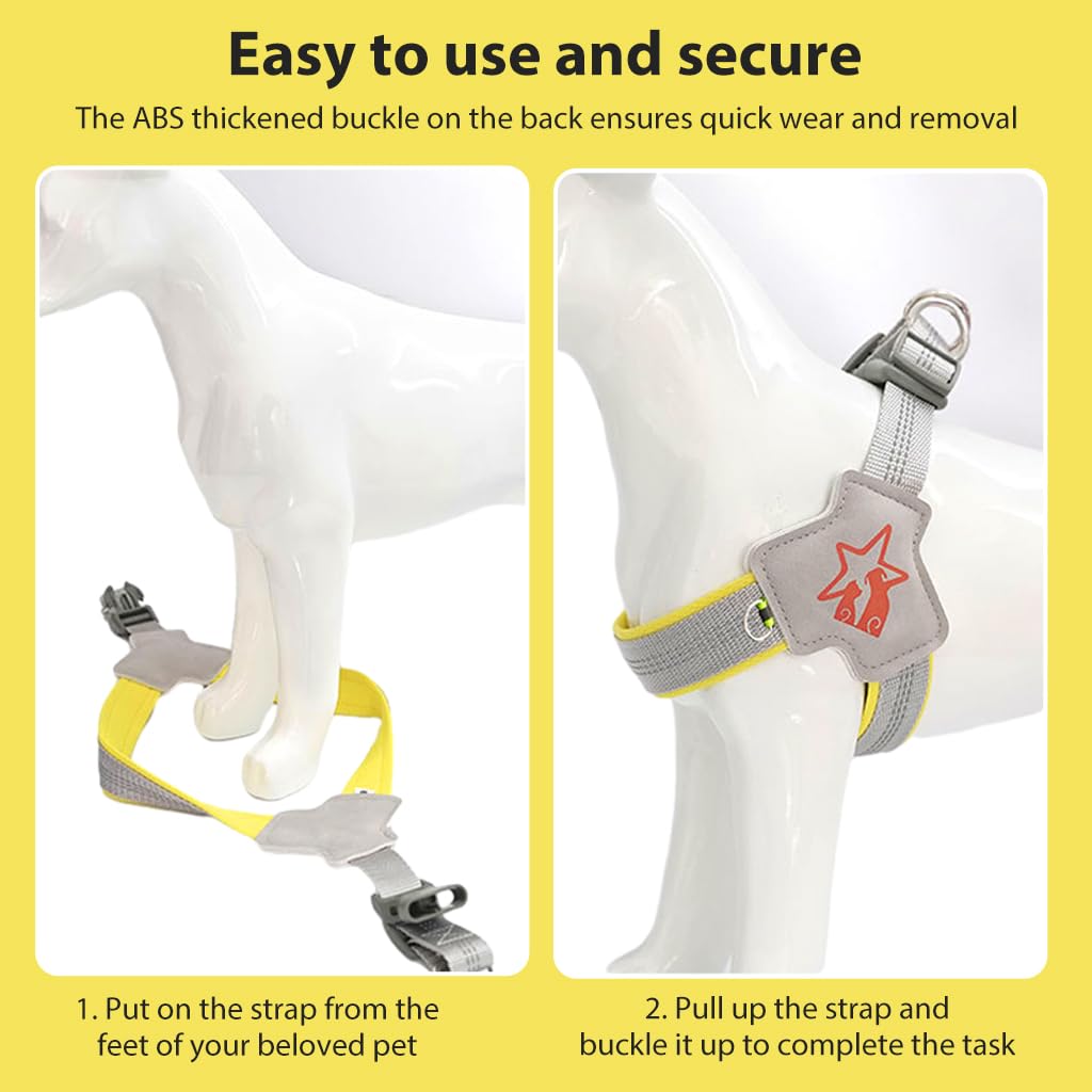 Extra Large Dog Harness, Adjustable Outdoor Pet Vest Harness, Dog Harness with Safety Reflective Strap & Fashionable Double D-Rings, Easy to Control for Large Dogs (Without Leash, Size XL)