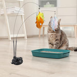 Qpets Cat Feather Toy for Interactive Play with Dual Wire Wand and Stable Suction Cup Base 3 PCS