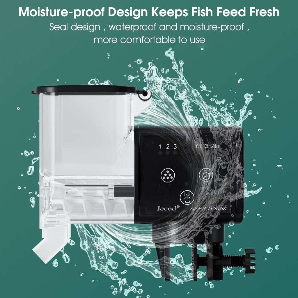 Qpets® Plastic 250Ml Automatic Fish Feeder Aquarium Automatic Fish Feeder With 3 Timer, Moisture-Proof Fish Food Dispenser Adjustable Feeding Amount (Not Including Battary), 12 X 6 X 5.7 Cm