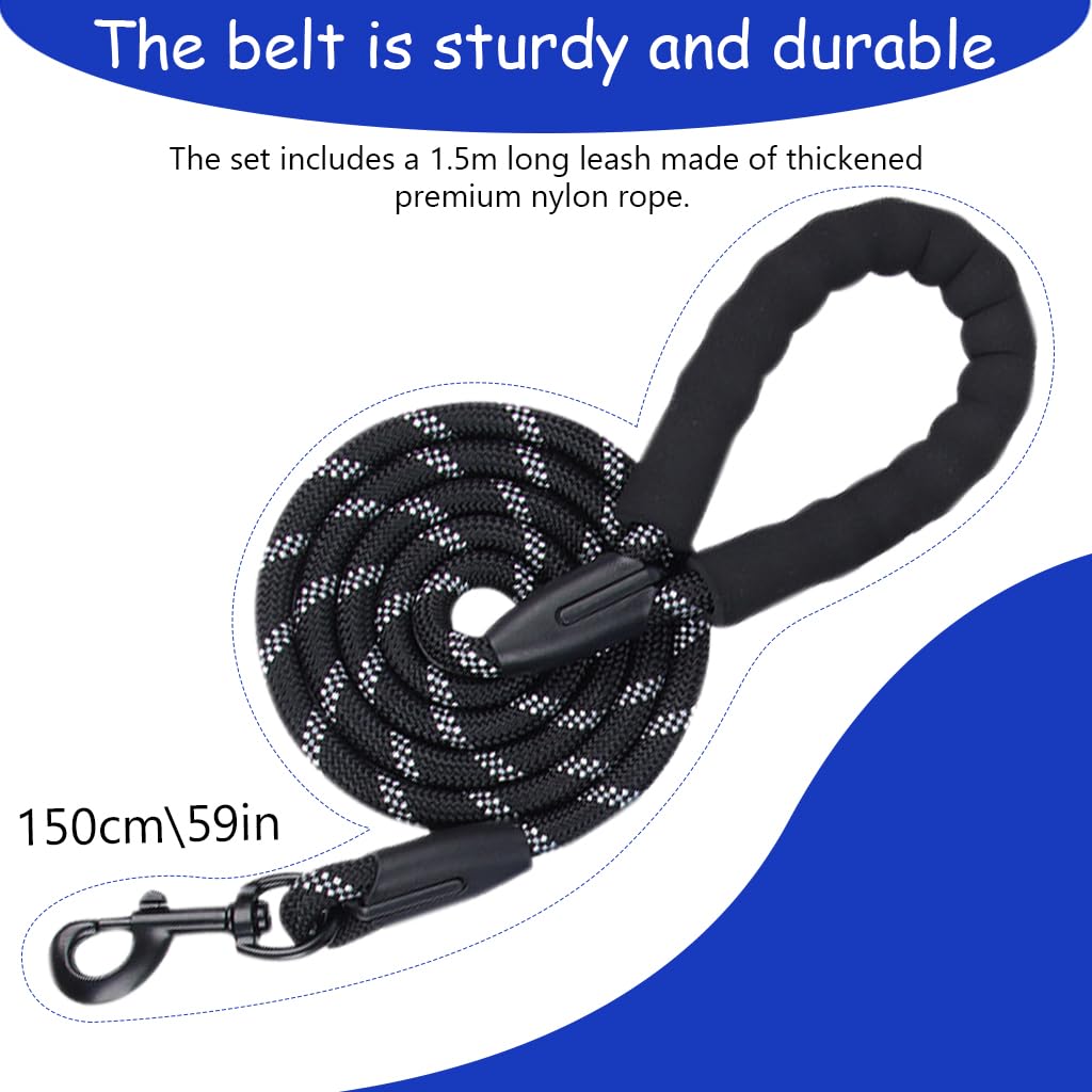 Qpets® Dog Harness, Pet Harness with Handle Service Dog Vest Harness with 1.5m Dog Leash, 360 Degree Safety Reflective Strips Design Adjustable Vest Harness (Within 25-30KG)