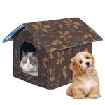 Qpets Cat House for Indoor and Outdoor Use with Waterproof Roof and 45x43x40 cm Space | Washable DIY Assembly Pet Shelter