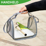 Qpets Parrot Carrier Bag for Travel with Ventilated Mesh and Transparent Window | PC and Nylon Pet Transport with Tray and Perch Stick