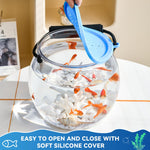 Qpets Small Betta Fish Bowl with Handle for Travel and Desktop Use | Clear PET Tank with Ventilated Lid