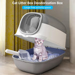 Qpets Cat Litter Box for Large Cats with 180 Degree Flip Lid and UV Sterilization Light | 40×56×40 cm Enclosed Design