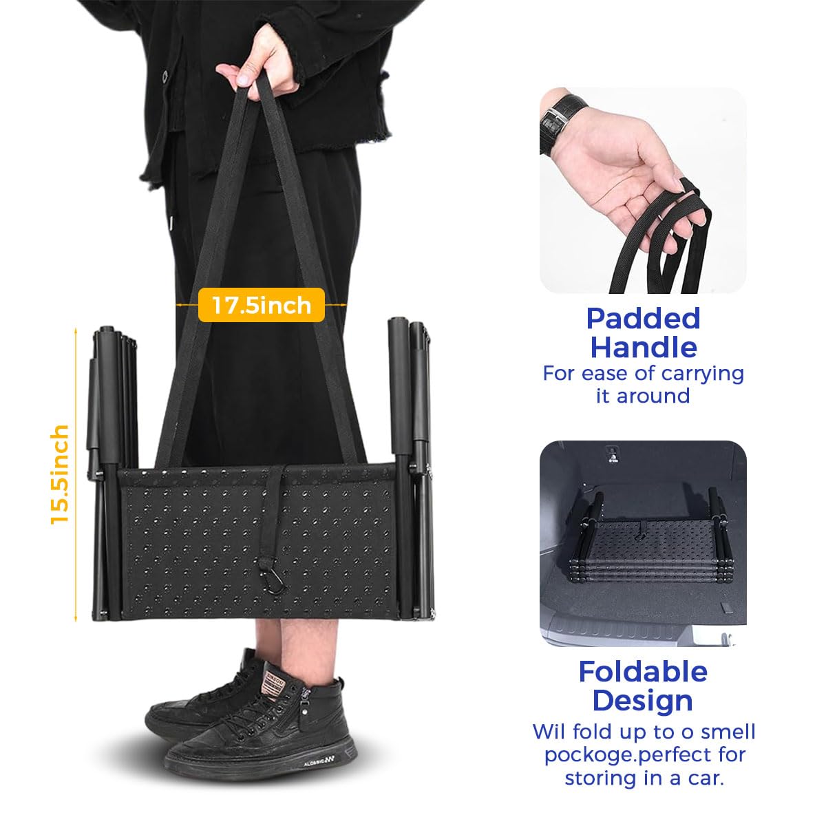 Qpets Foldable Dog Stairs for Car Trunk with Stainless Steel Frame and Non Slip Oxford Fabric