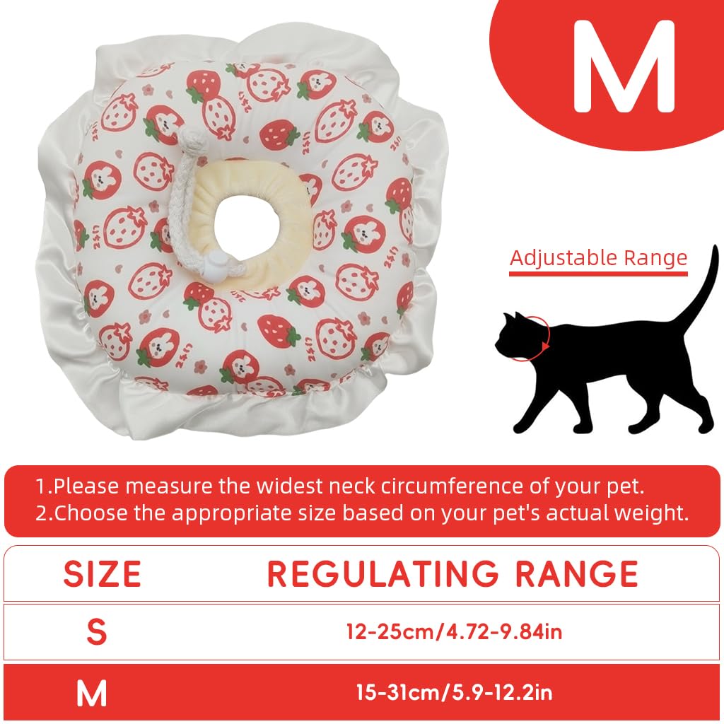 Qpets Cat Recovery Soft E Collar for Surgery Healing with Adjustable Cotton Drawstring 15–31 cm | Comfortable Anti Licking Pillow Design