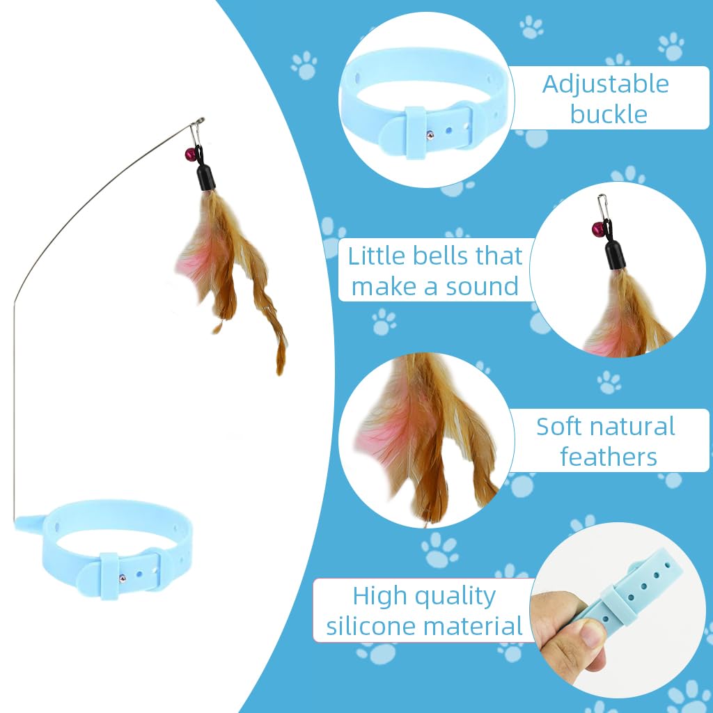 Qpets Cat Teaser Toy for Self Entertainment with Swivel Steel Wire and 5 Feather Charms