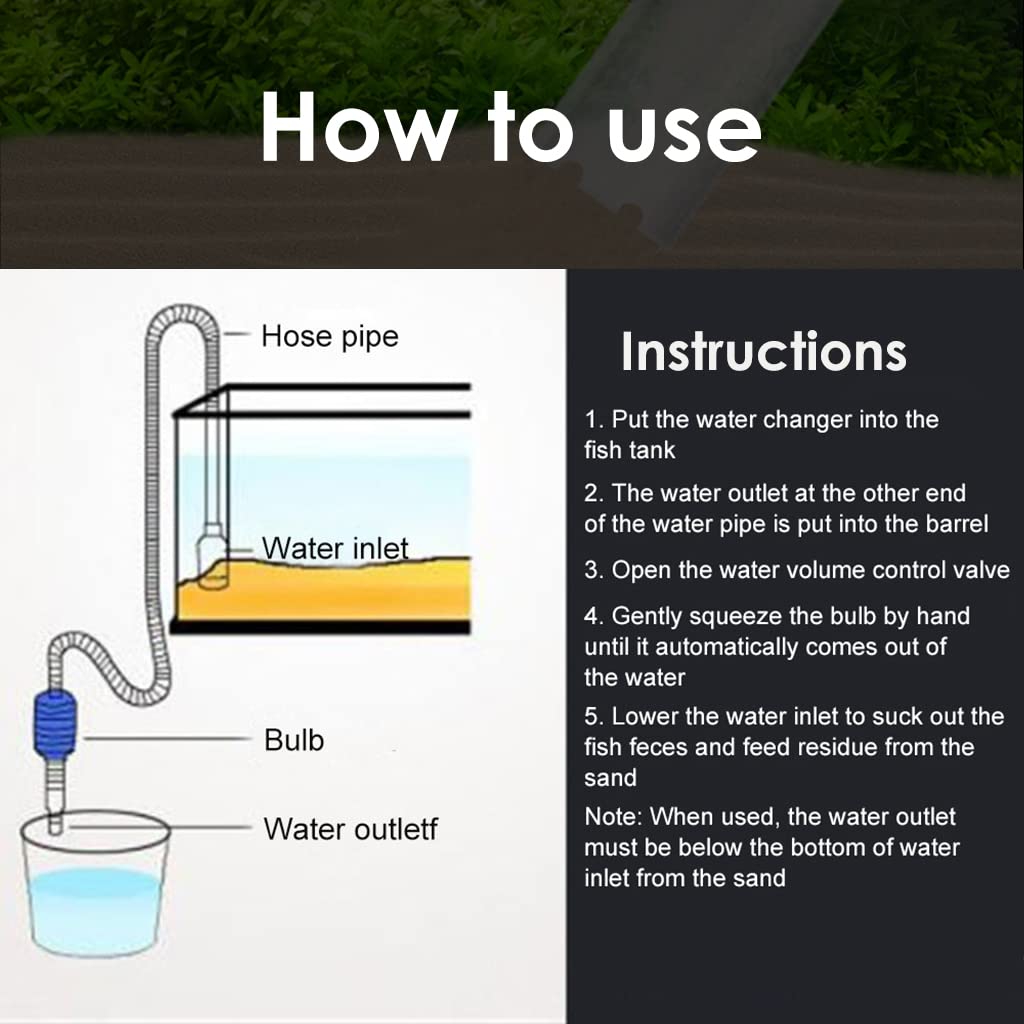 Qpets Fish Tank Cleaner for Easy Water Change and Debris Removal 2.6m Hose | Manual Siphon Pump with Flow Adjuster