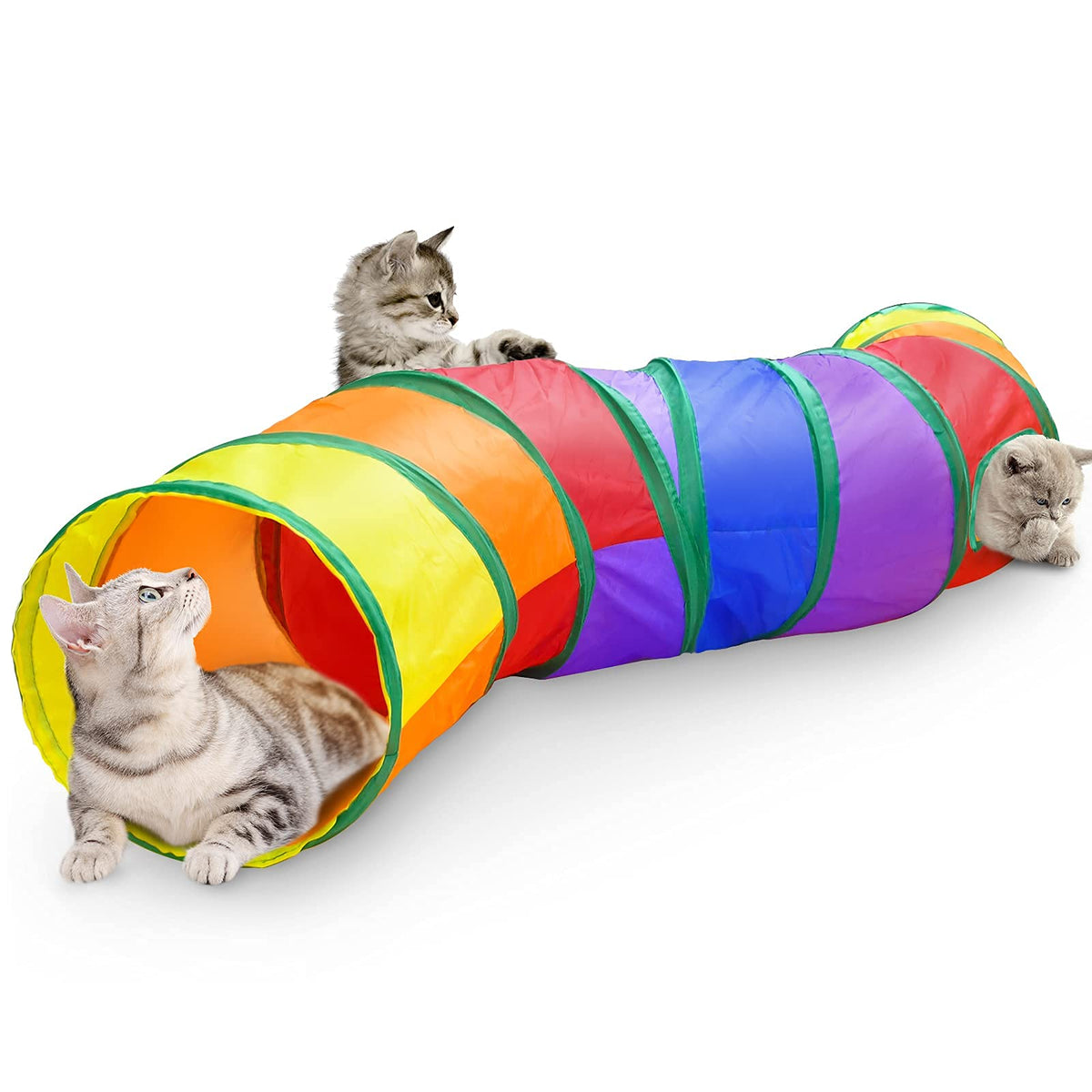 Qpets Cat Tunnel Bag for Indoor Play with Four Way Openings and 44.5×50cm Foldable Design | Polyester Toy for Kittens