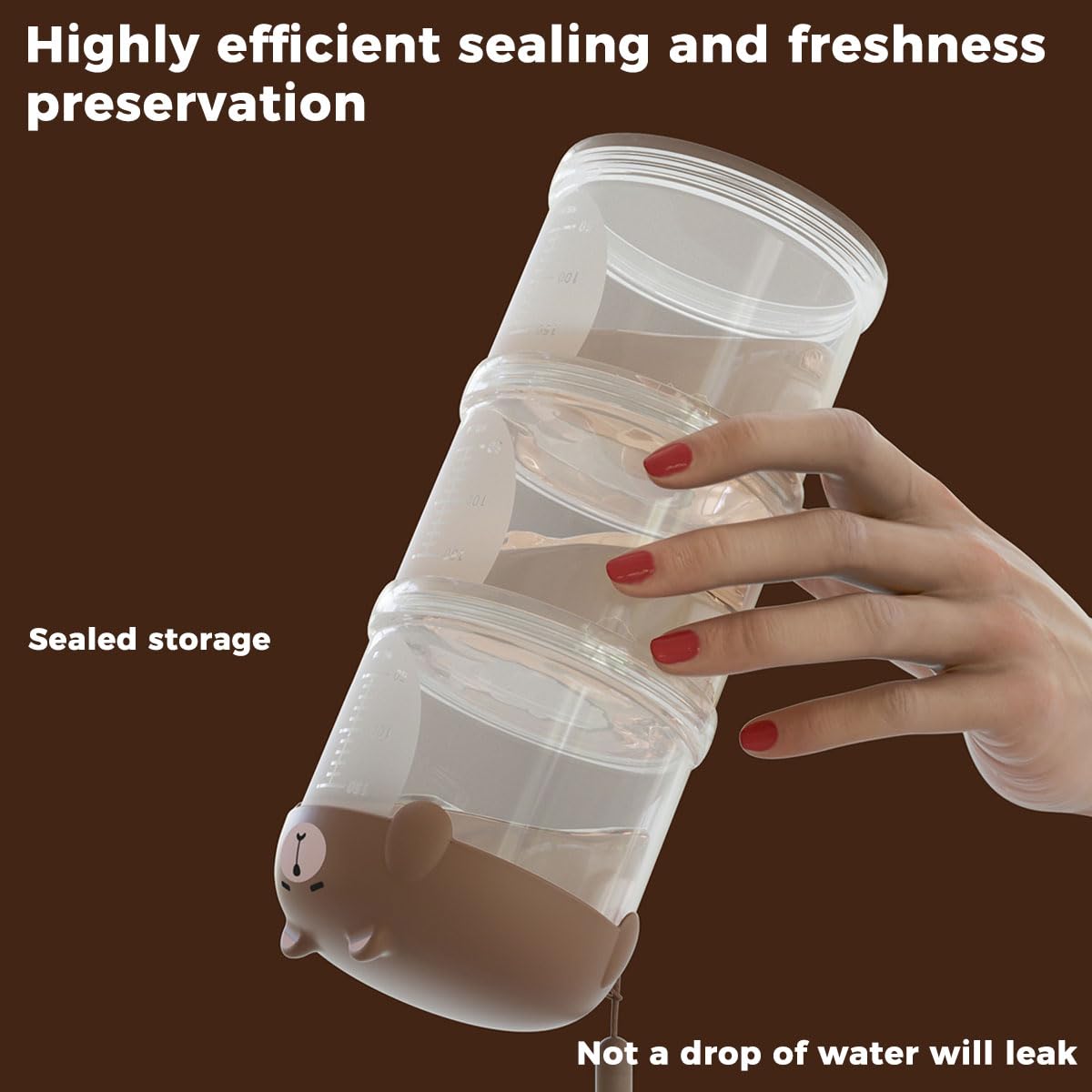 Qpets Dog Food Container Set for Travel with Leak Proof Stackable Design 3 Pcs | Food Grade PP