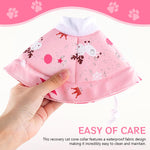 Qpets® Cat Collar Cat Cone Waterproof Cat Cone Adjustable Drawstring Collar Polyester Cat Cones After Surgery Pet Cat Recovery Cone Collar Cute Print Cone Collar for Cats (L)