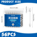 Qpets Pet Ear Cleaning Buds for Cats and Dogs with Dual Gourd Heads 56 pcs Cotton Swabs | Safe Ear Hygiene