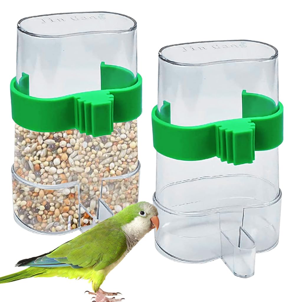 Qpets Bird Feeder for Cage with 220 ml Capacity and External Hanging Design | Transparent PVC Feeder for Parakeets and Finches
