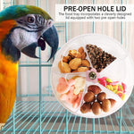 Qpets Bird Feeder for Cage with 5 Rotatable Compartments and 13 x 13 x 4 cm Acrylic Tray