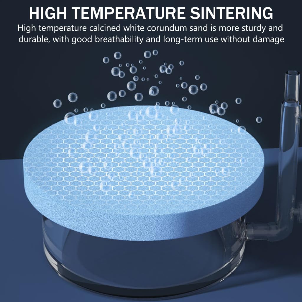 Qpets Air Stone for Aquarium with 8.5cm Alumina Disk and Dual Suction Cup | Adjustable Air Flow Valve