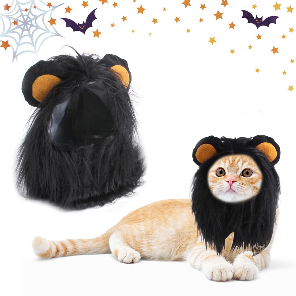 Qpets® Lion Costume, Halloween Lion Mane Costume for Cat Wig for Cat Christmas Halloween Funny Headwear for Puppy, Kitten, Cat Festival Headwear
