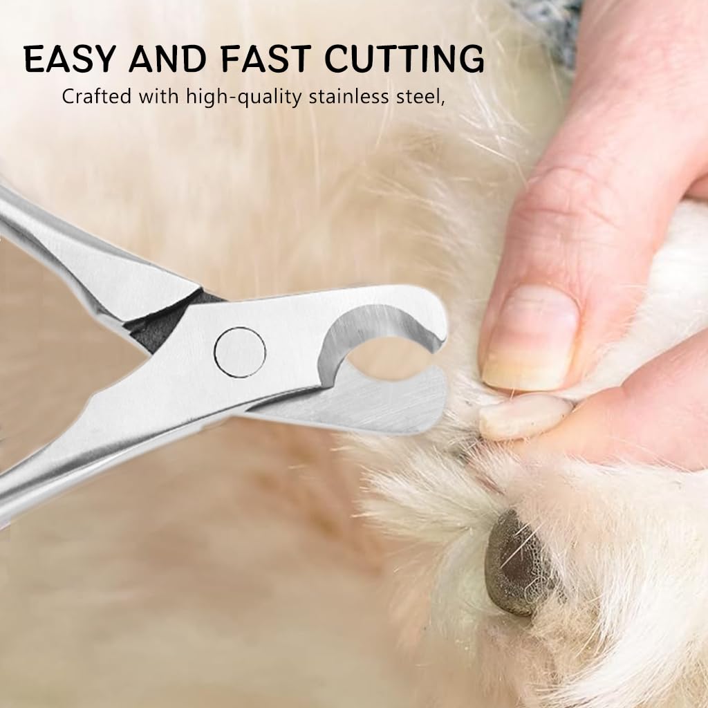 Qpets® Cat Nail Cutter Dog Nail Clipper, 5 Inches Pet Nail Clipper for Dogs Cats Labor Saving Spring Loaded Stainless Steel Dog Nail Clipper Trimmer Cats Nail Clipper