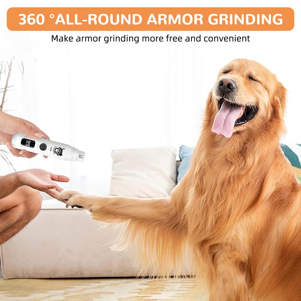 Qpets Dog Nail Grinder with Diamond Grinding Wheel and Dual Slot Safety Cap | 3-Speed USB Rechargeable Design