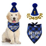 Dog Gifts for Birthday, Dogs Birthday Party Supplies Set, Dog Birthday Party Supplies, Male Dog Bandana Square Scarf and Cute Doggie Birthday Party Hat, Number Lable