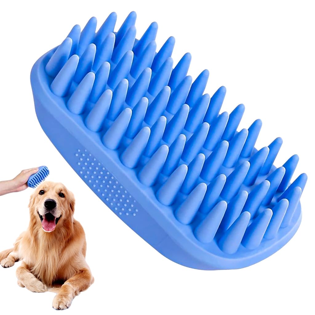 Qpets Dog Brush for Bathing and Grooming featuring Soft TPE Material | Easy to Clean