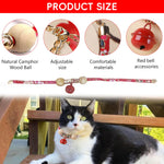 Qpets Cat Collar for Flea Prevention with 38–46 cm Adjustable Fit and Camphor Wood Balls | Red Bell Design