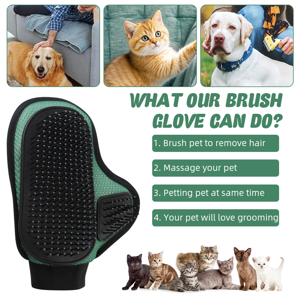Qpets® Pet Hair Grooming Glove for Cat Dog Hair Brush Glove Breathable Mesh Pet Hair Grooming Glove Rubber Rounded Tip Bristles Deshadding Hair Removal Glove Deshadding Hair Removal Glove