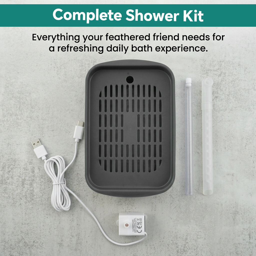 Qpets Automatic Bird Bath Box with USB Fountain, Quiet Circulating Water for Small Birds