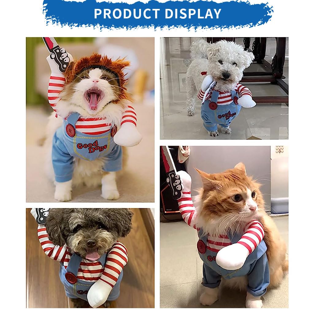 Pet Dog Clothes Hairpiece Costume Set, Funny Dog Clothes Deadly Doll Cosplay Costume for Halloween Party Funny Costume Dog Clothes Party Costume Dog Dress for Large Dogs Male (Size L)