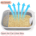 Qpets® Collapsible Cat Litter Box Large Size, Portable Travel Litter Tray with Scoop & High Sides, Space Saving Anti-Splash Anti-Tip Over Guar for Adult Cats & Kittens