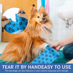 Qpets Dog Bandages for Injury Recovery with Self Adhesive Waterproof Wrap 6pcs 4.5m | Breathable Non Woven Paw Print Design