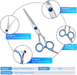 Qpets Dog Grooming Scissors Kit with 6.7 in Shears and 7.5 in Comb featuring Rounded Tips | Stainless Steel Safe Trimming for Dogs and Cats