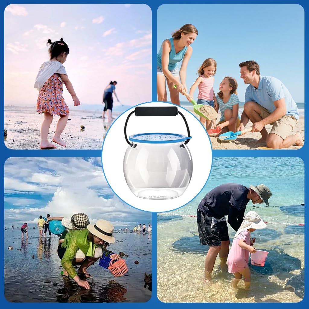 Qpets Small Betta Fish Bowl with Handle for Travel and Desktop Use | Clear PET Tank with Ventilated Lid