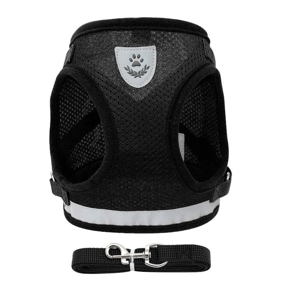 Qpets® Dog Harness for Large Dogs, Adjustable Dog Belt with Safety Reflective Strip, Breathable Mesh Fabric Cat Belt, Dog Vest Harness with Leash (Suitable for 6-9 kg)