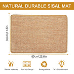 Qpets Cat Scratcher Mat for Floor and Sofa Protection with Self Adhesive Straps 30×60cm Sisal Hemp Bed | Indoor Cat Resting Pad