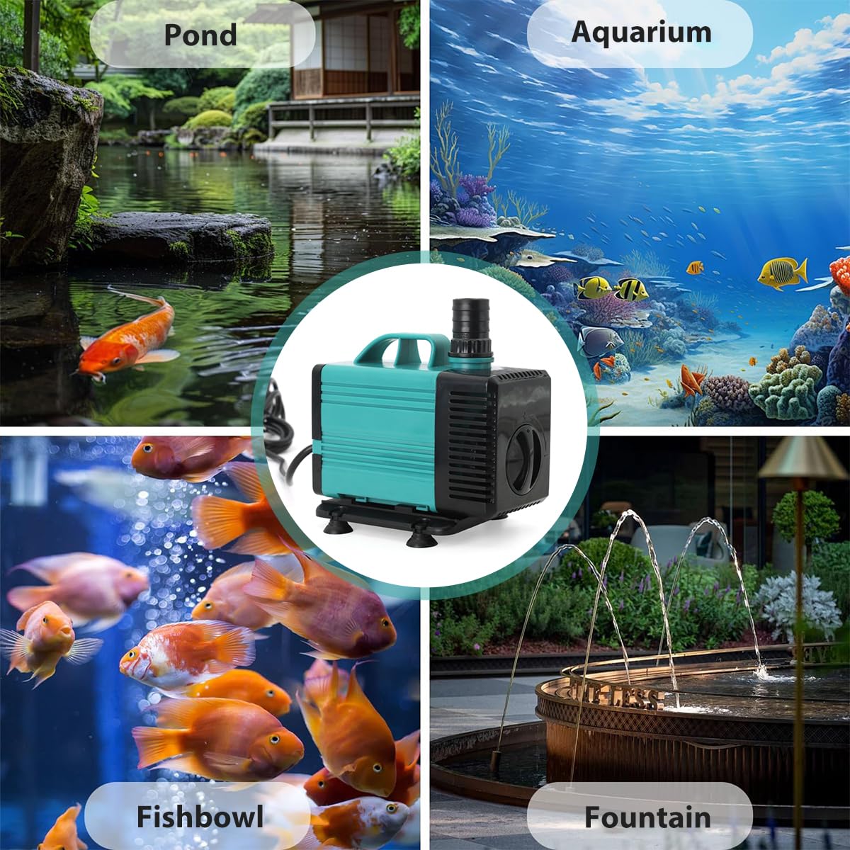 Qpets Submersible Water Pump for Aquarium and Pond with 70W 5000L/H Power | Bottom Suction Cups