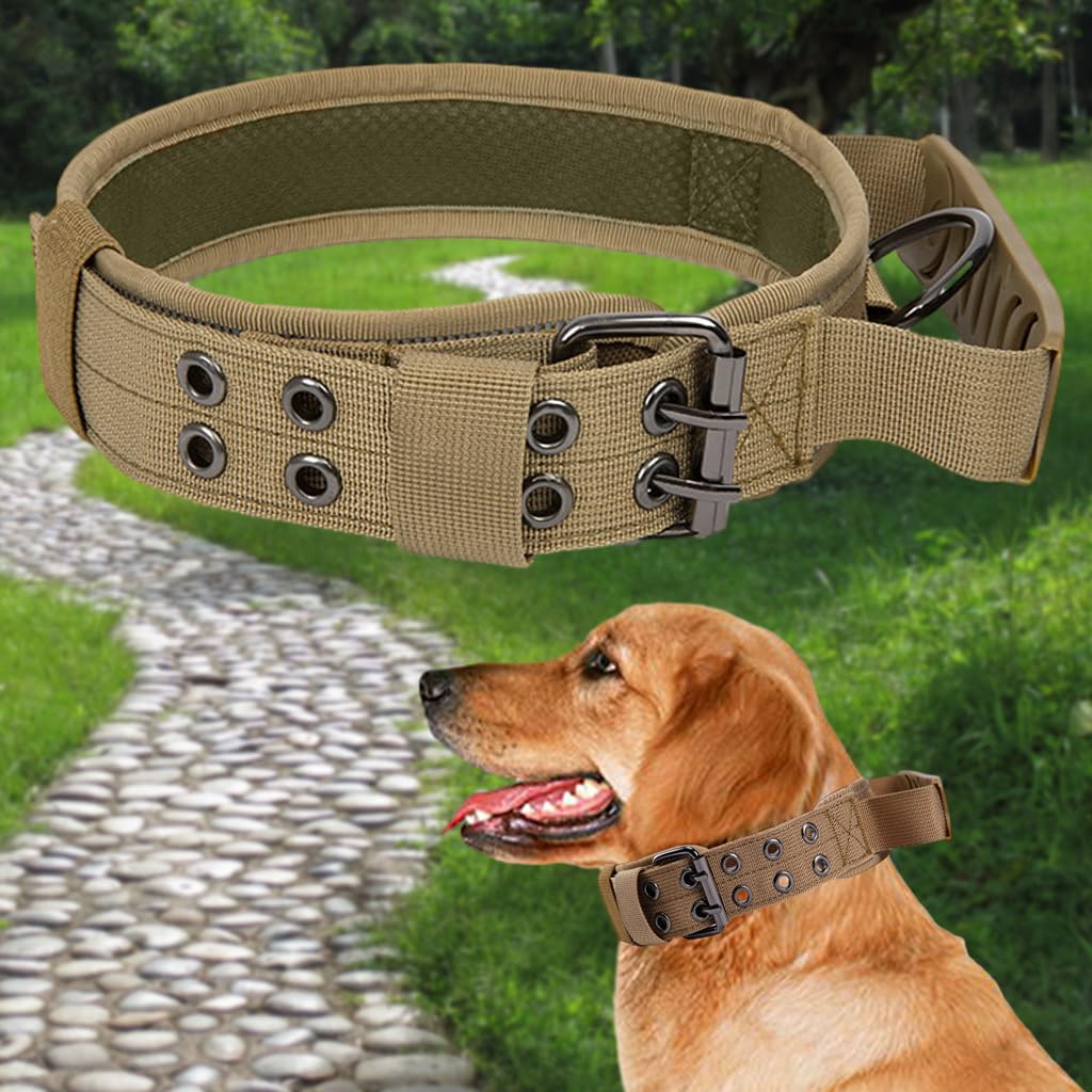 Qpets Dog Collar for Large Breeds featuring Control Handle & Metal D Ring | Reflective Nylon 75 cm