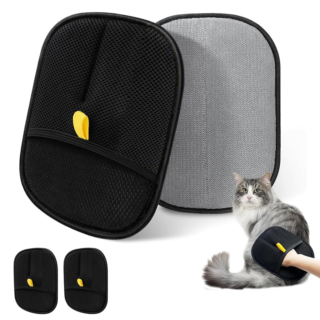 Qpets Pet Hair Removal Gloves for Furniture and Carpets with 23.5x18cm Fit | Gentle Massage for Dogs and Cats