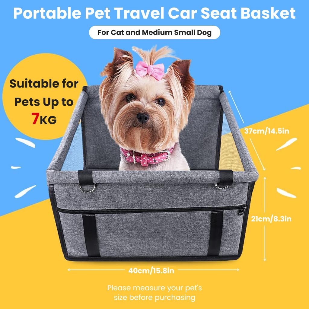 Seat Cover for Car Dog, Car Seat Small Pet Car Seat Pet Booster Seat in Car with Waterproof Pad Portable Travel Dog Car Seat Basket for Medium Small Dog