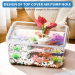 Qpets Desk Small Fish Tank for Home Office with 35x24cm Design and Air Ventilation Lid | Clear PP Betta Aquarium featuring Built in Hydroponic Basket