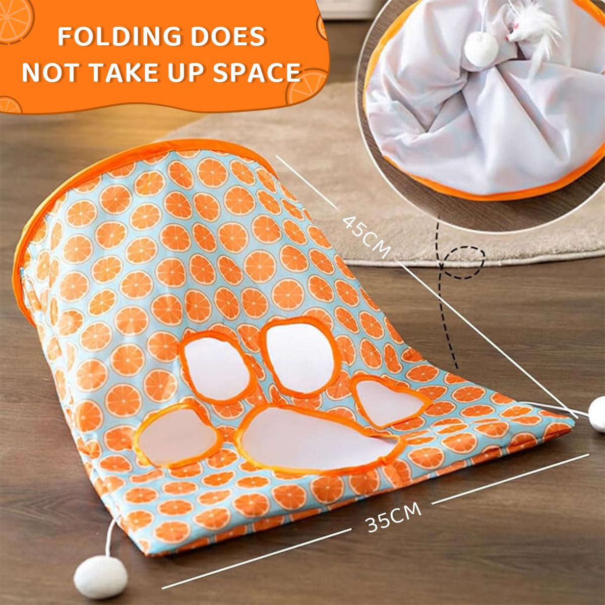 Cat Hiding Toy Cat Tunnel Bag Indoor Interactive Print Tunnel Bag with Plush Toy Hiding Training Toy for Kittens