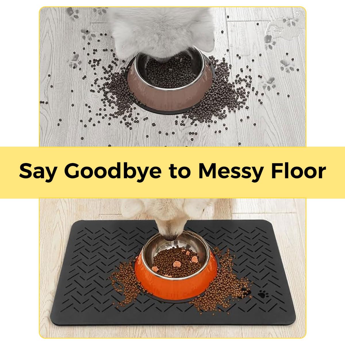 Qpets Pet Food Water Bowl Mat for Mess Free Feeding featuring Anti Slip Base and 40x60cm Diatom Mud Surface | Neutral Grey Design