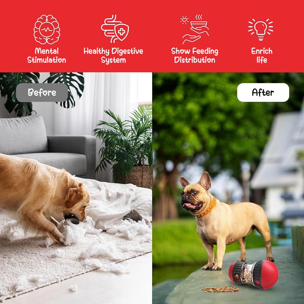 Qpets Dog Treats Dispenser for Slow Feeding with Dual Rotatable Openings and Food‑Grade PP ABS