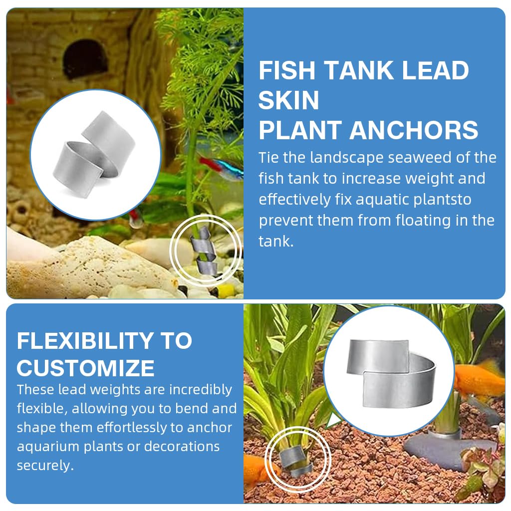 Qpets Aquarium Lead Strip for Anchoring Plants with Bendable Dense Design 16 Pcs 110mm x 10mm