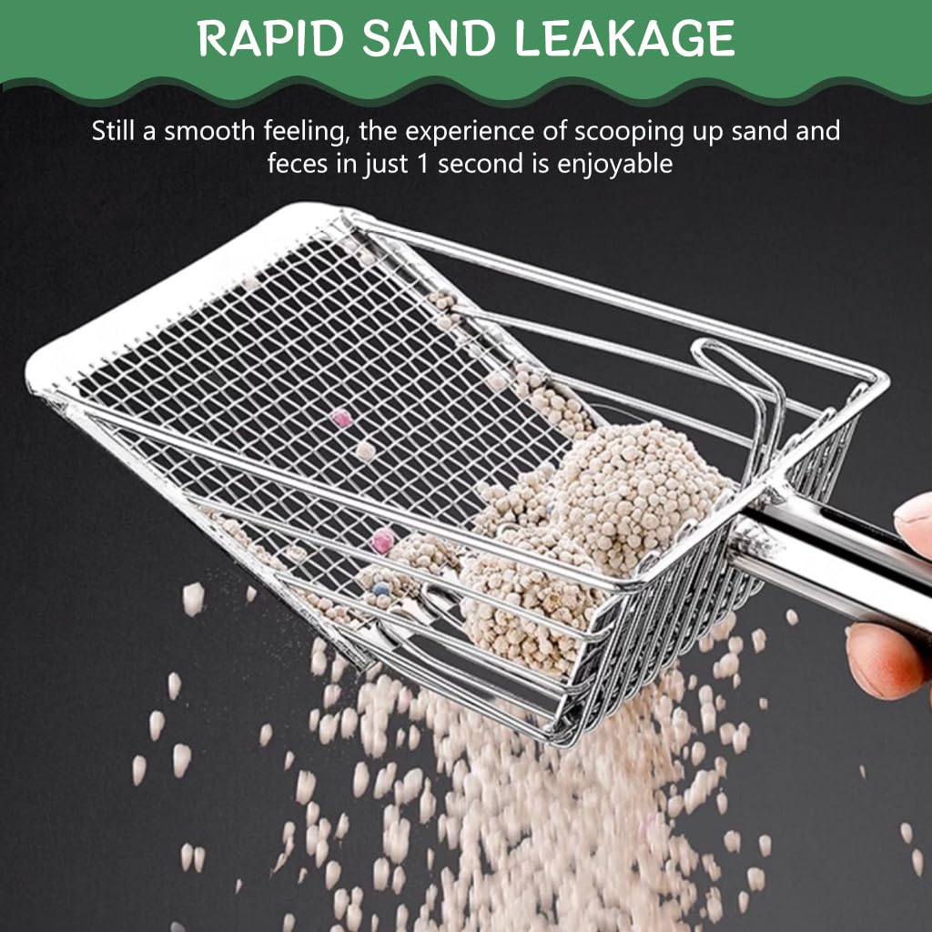 Qpets Cat Litter Scoop for Easy Cleaning with Retractable Push Shovel and 11.8 in Handle | Plastic Poop Scoop