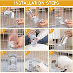 Qpets Auto Cat Feeder with 1200ml Food & 520ml Water Bowls featuring Gravity Feed System | Cage Mounted for Small Pets