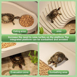Qpets Turtle Basking Platform for Aquatic Tanks with Ramp and Built-in Food Bowl | 44.5x29x23cm PP Structure