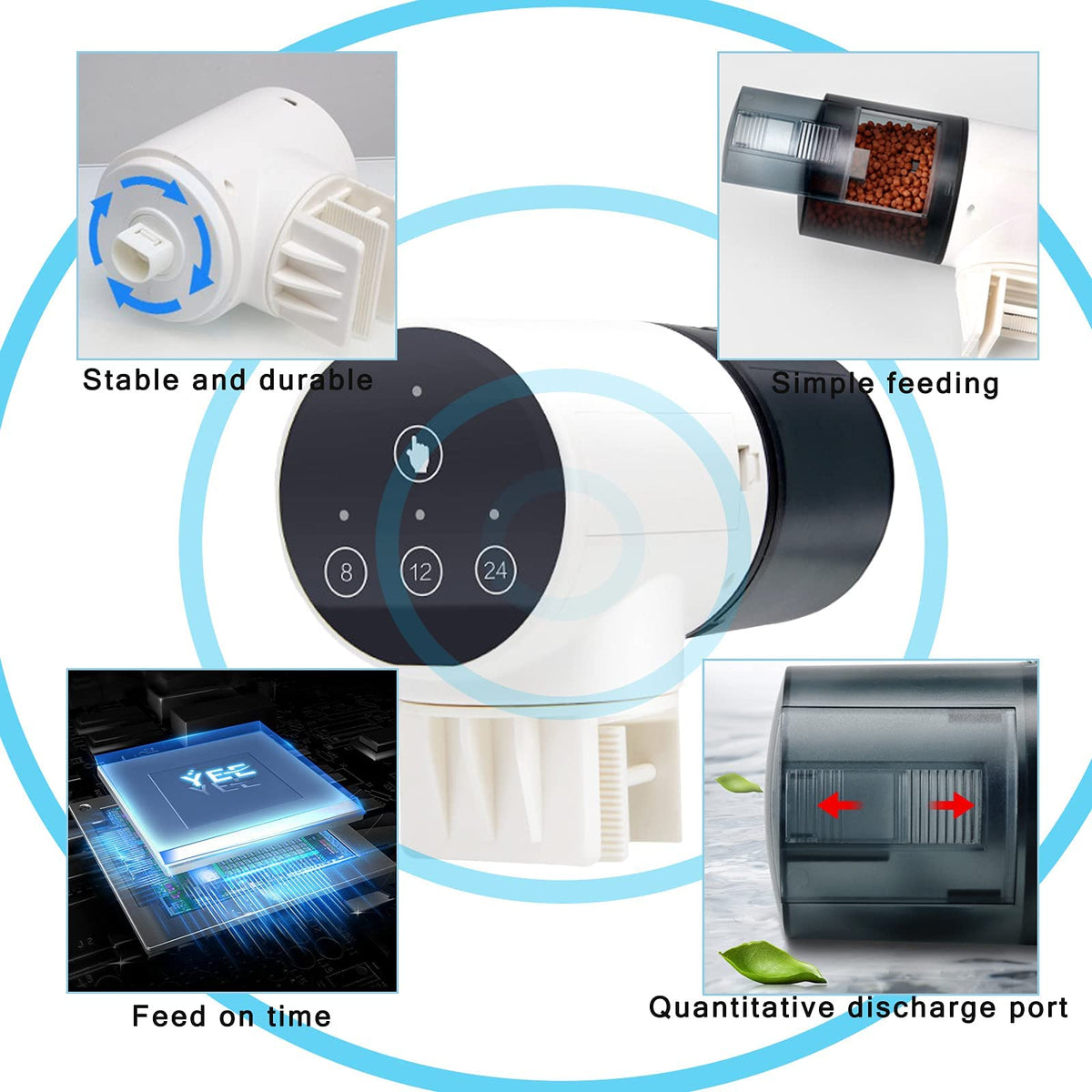 3 Way Automatic Fish Feeder for Aquarium Timer Turtle Food Fish Tank Accessories Aquarium Auto Feeder Fish for Marine Aquariums Pond(Not Including Battary)