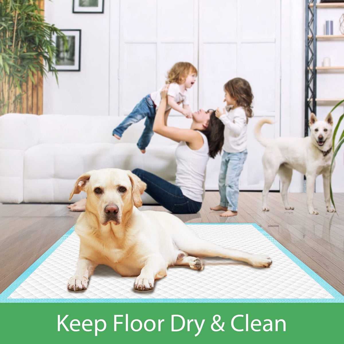 Pack of 50 Pee Pads for Dogs, Bamboo Charcoal Deodorization Training Pads for Dogs, Strong Water Absorption Dog Pee Pads, Soft and Light Puppy Dog Training Pad(45 * 60CM)