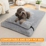 Qpets Dog Bed Large Size 75×50 cm with Waterproof Removable Cover and Anti‑Slip Base | Plush Pillow Support for Cats and Dogs