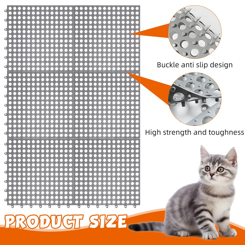Qpets Pet Cage Mat for Dogs Cats and Rabbits with Porous Design and 30×30 cm TPE Flooring | Waterproof Non Slip Easy Clean Pads